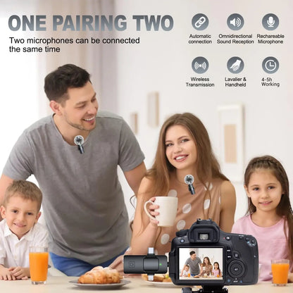 3-In-1 Wireless Compact Lavalier Microphone for Iphone, Android, PC, USB-C, Noise Cancelling Lapel Mic for Interviews, Videos, Podcasts, Conferences, Wireless Mic Receiver