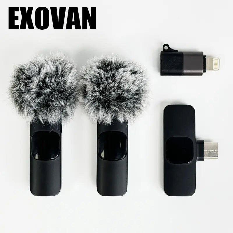 Wireless Mini Microphone for Iphone/Smartphone, 2 Mini Lapel Microphones with Clearer Audio for Video Recording, Interview, Vlog，Noise Reduction Device Noise Cancellation Stereo Wireless Vlogging Tools Handheld High Quality Audio