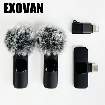 Wireless Mini Microphone for Iphone/Smartphone, 2 Mini Lapel Microphones with Clearer Audio for Video Recording, Interview, Vlog，Noise Reduction Device Noise Cancellation Stereo Wireless Vlogging Tools Handheld High Quality Audio