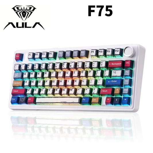 New Aula F99PRO/F99/F75/F106PRO Wireless Gaming Keyboard with 8000Mah Battery, Hot Swappable Creamy Keyboard, 2.4Ghz/Type-C/Bt5.0 ( Graywood & Vector Switches & Reaper Switch)