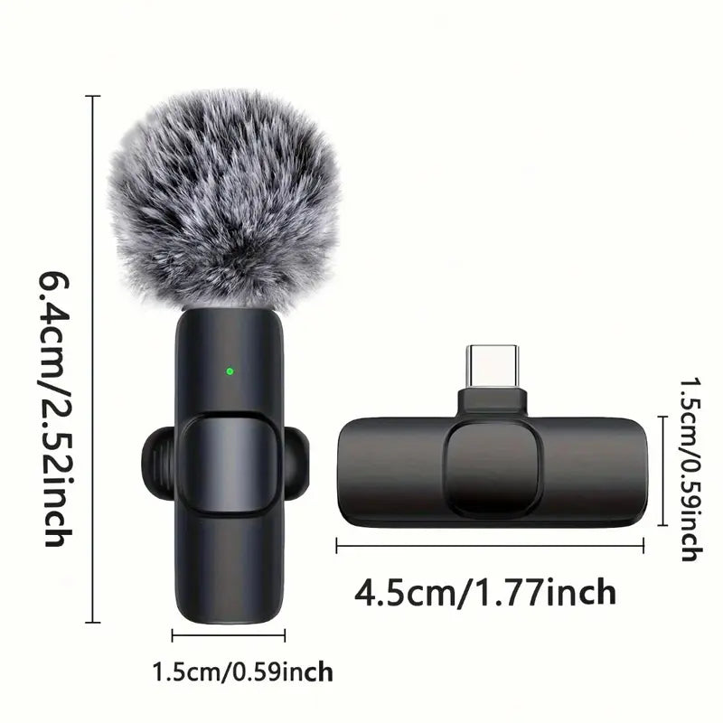 Wireless Mini Microphone for Iphone/Smartphone, 2 Mini Lapel Microphones with Clearer Audio for Video Recording, Interview, Vlog，Noise Reduction Device Noise Cancellation Stereo Wireless Vlogging Tools Handheld High Quality Audio