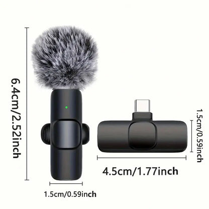 Wireless Mini Microphone for Iphone/Smartphone, 2 Mini Lapel Microphones with Clearer Audio for Video Recording, Interview, Vlog，Noise Reduction Device Noise Cancellation Stereo Wireless Vlogging Tools Handheld High Quality Audio