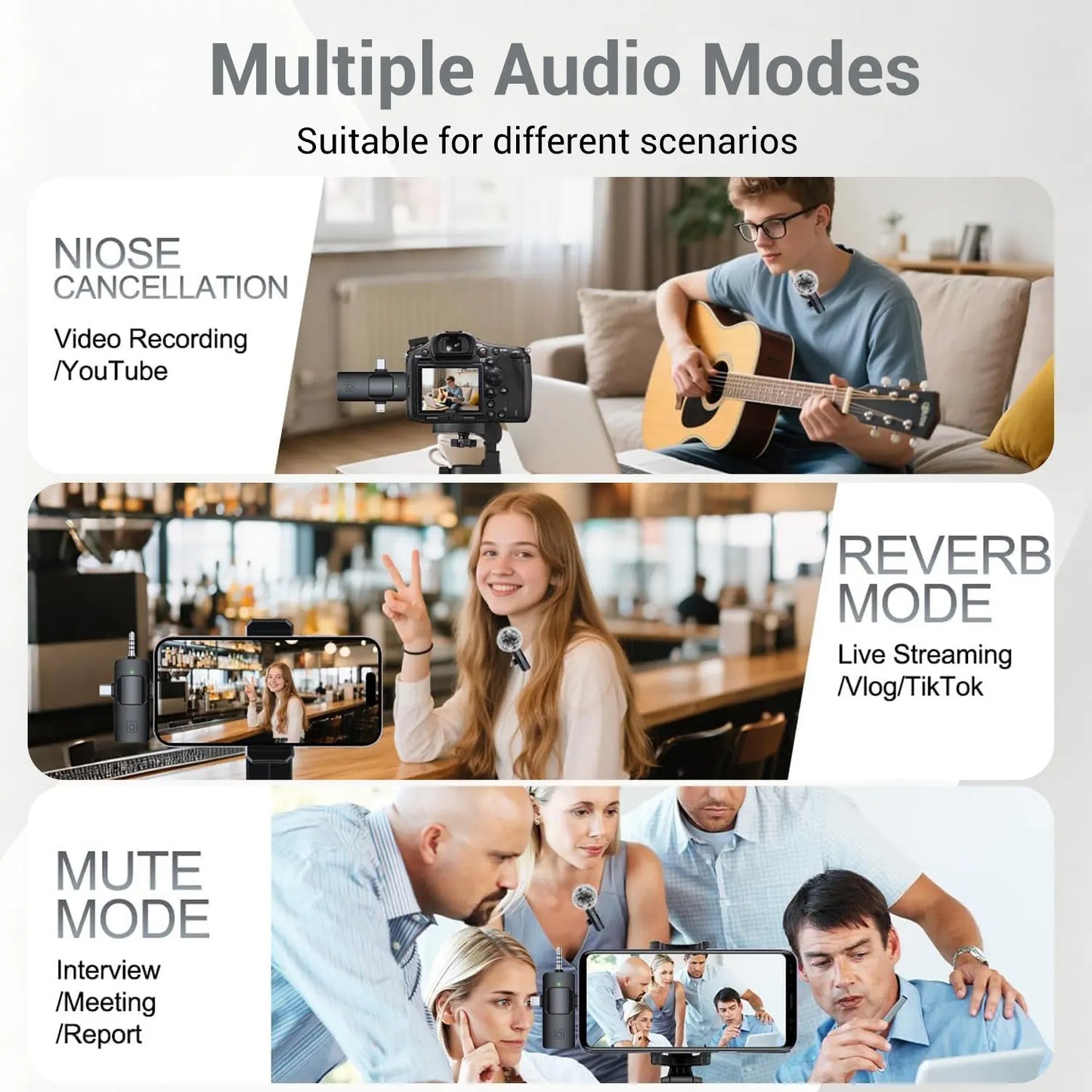 3-In-1 Wireless Compact Lavalier Microphone for Iphone, Android, PC, USB-C, Noise Cancelling Lapel Mic for Interviews, Videos, Podcasts, Conferences, Wireless Mic Receiver