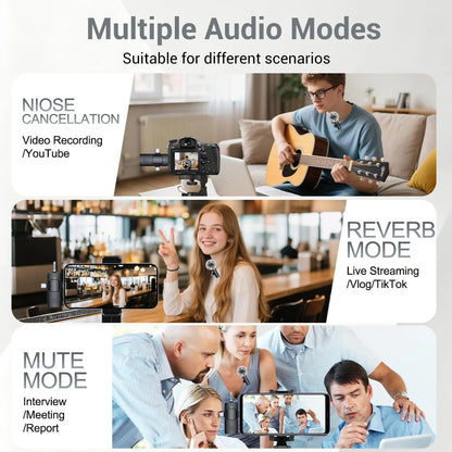 3-In-1 Wireless Compact Lavalier Microphone for Iphone, Android, PC, USB-C, Noise Cancelling Lapel Mic for Interviews, Videos, Podcasts, Conferences, Wireless Mic Receiver