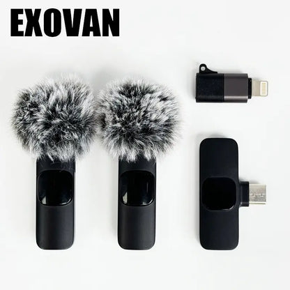 Wireless Mini Microphone for Iphone/Smartphone, 2 Mini Lapel Microphones with Clearer Audio for Video Recording, Interview, Vlog，Noise Reduction Device Noise Cancellation Stereo Wireless Vlogging Tools Handheld High Quality Audio