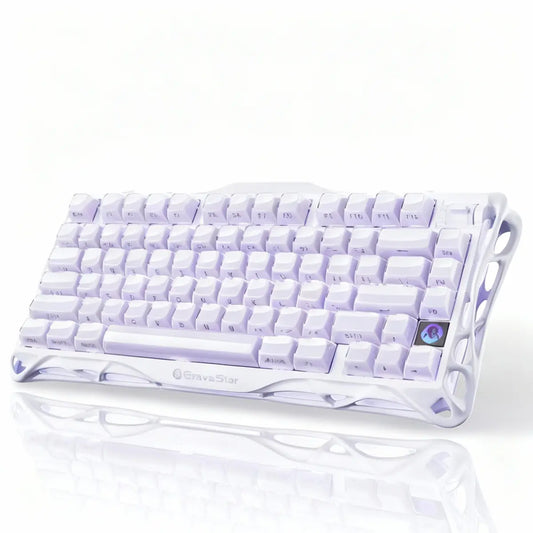 Gravastar Mercury K1 - Lavender Purple 75% Purple Wireless Creamy Keyboard, Aluminum Alloy Exoskeleton Design Mechanical Gaming Keyboard, Creamy Keyboard, Gasket Hot-Swap Socket, Linear Switches, RGB Backlit
