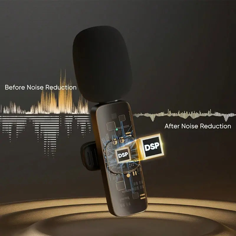 Wireless Mini Microphone for Iphone/Smartphone, 2 Mini Lapel Microphones with Clearer Audio for Video Recording, Interview, Vlog，Noise Reduction Device Noise Cancellation Stereo Wireless Vlogging Tools Handheld High Quality Audio