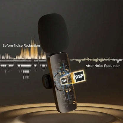 Wireless Mini Microphone for Iphone/Smartphone, 2 Mini Lapel Microphones with Clearer Audio for Video Recording, Interview, Vlog，Noise Reduction Device Noise Cancellation Stereo Wireless Vlogging Tools Handheld High Quality Audio