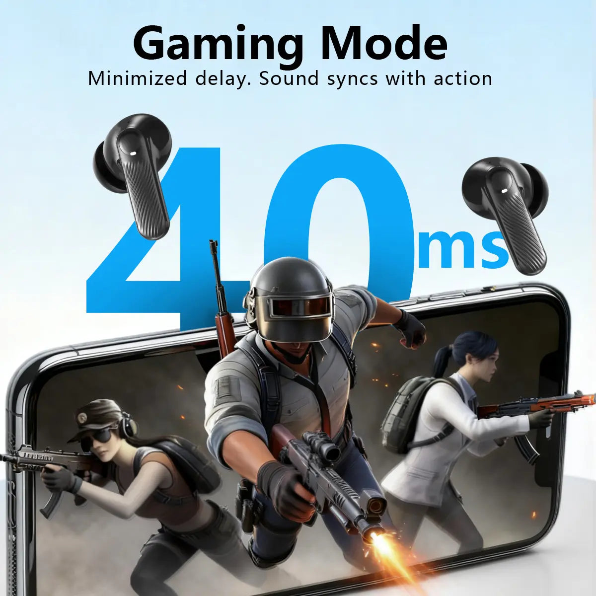 Voprene V73 Hifi Deep Bass Wireless Earbuds with Active Noise Cancellation 140H Playtime ENC Clear Calls Bluetooth 5.4 Immersive ANC & 10 Minute Quick Charge - Charging