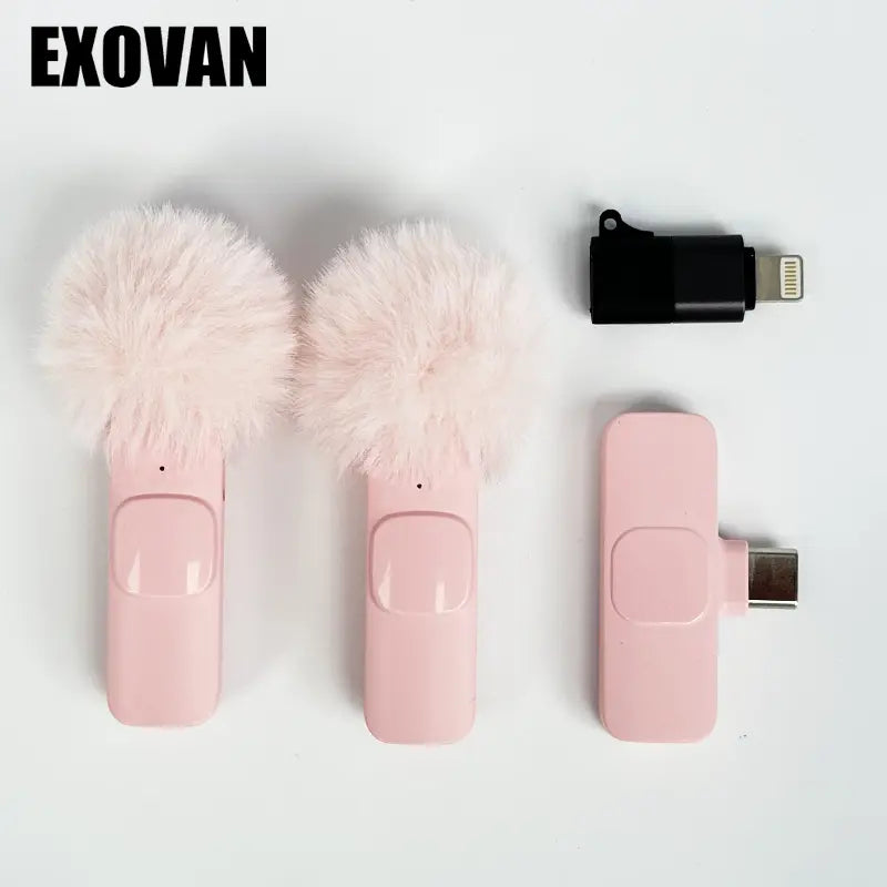 Wireless Mini Microphone for Iphone/Smartphone, 2 Mini Lapel Microphones with Clearer Audio for Video Recording, Interview, Vlog，Noise Reduction Device Noise Cancellation Stereo Wireless Vlogging Tools Handheld High Quality Audio