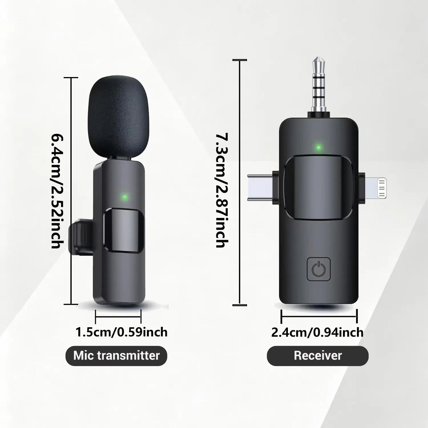 3-In-1 Wireless Compact Lavalier Microphone for Iphone, Android, PC, USB-C, Noise Cancelling Lapel Mic for Interviews, Videos, Podcasts, Conferences, Wireless Mic Receiver