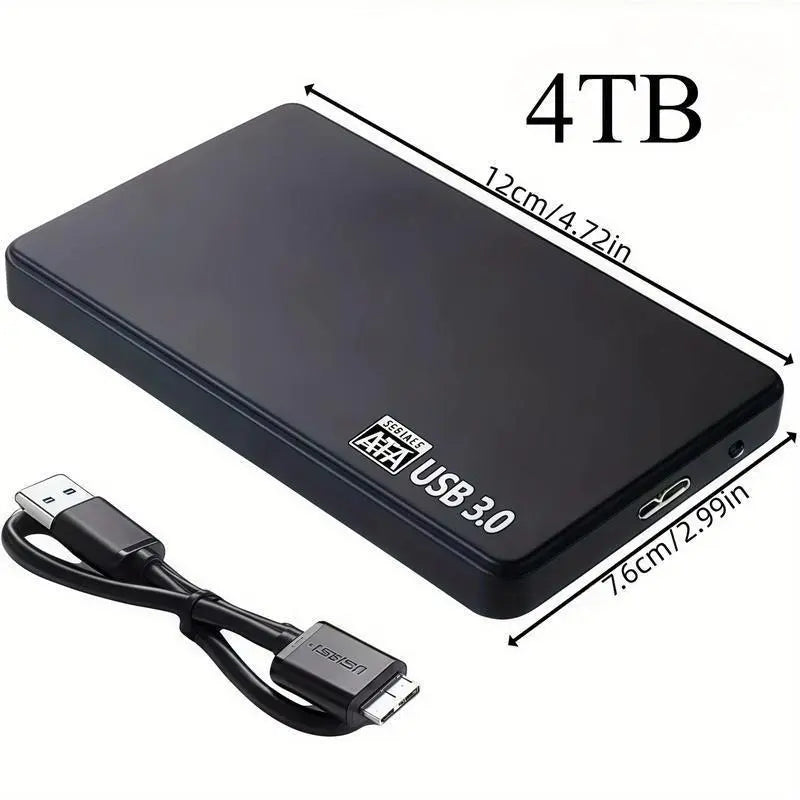 4TB Portable External Hard Drive Compact Lightweight with Large Storage Capacity Supports USB 3.0 Interface for Laptops PS4 & More Devices