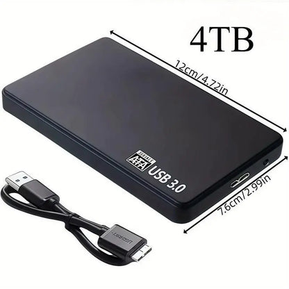 4TB Portable External Hard Drive Compact Lightweight with Large Storage Capacity Supports USB 3.0 Interface for Laptops PS4 & More Devices