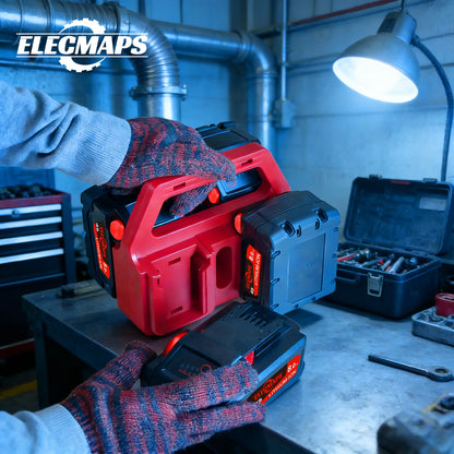 Portable Battery Storage Rack, Suitable for M.18 Batteries. Features a Sturdy Construction, Is Temperature and Weather Resistant, and Is Ideal for Use in Garages and Workshops.