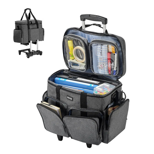VEVOR Rolling Laptop Bag, , Fits up to 15.6 Inch Laptop, Wheeled Briefcase, Teacher Roller Computer Tote Bag with Detachable Trolley & Telescopic Handle, Laptop Case for Work Travel, Women & Men (Gray)