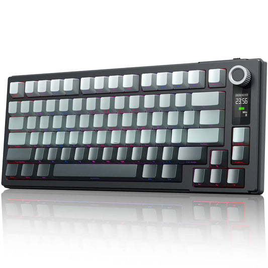 Wireless Mechanical Keyboard, Three Mode BT/ 2.4Ghz/ USB-C, RGB Switching, 75% Key Layout, Volume Adjustment Knob, Hot Swappable Shaft Seat, Compatible with Windows, Mac